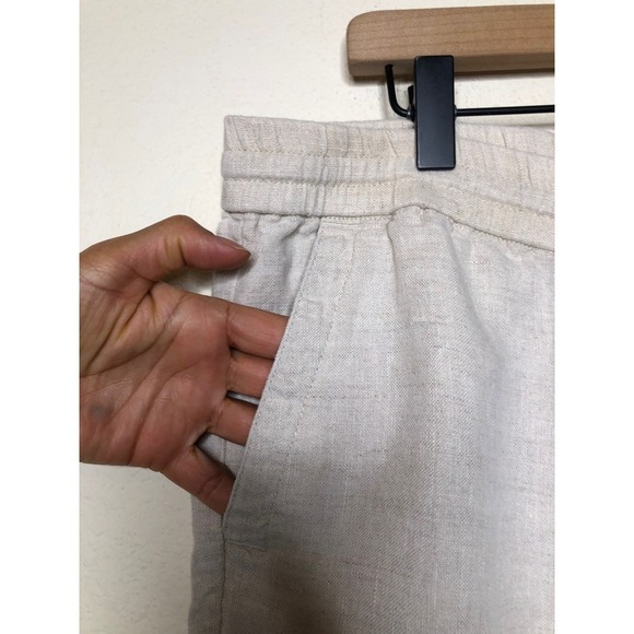 Talbots 100% Linen Drawstring Pants Women's 16P Beige Cropped Relaxed Fit Casual - Picture 14 of 16